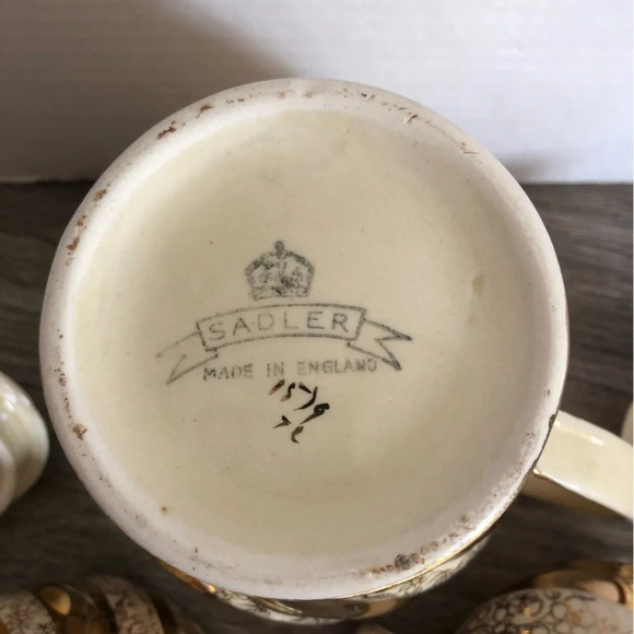 1940s Sadler England Gold Chintz Swirl Tea Set - Picture 4 of 13